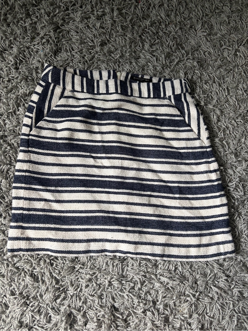 Banana Republic Navy and White Striped Mini Skirt